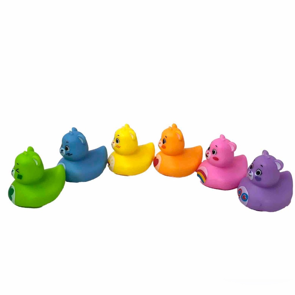 Set Of 6 Care Bears Duck  Bath Toy 2-Inch Rubber Figures (Without Squeaks Sound - Picture 3 of 5
